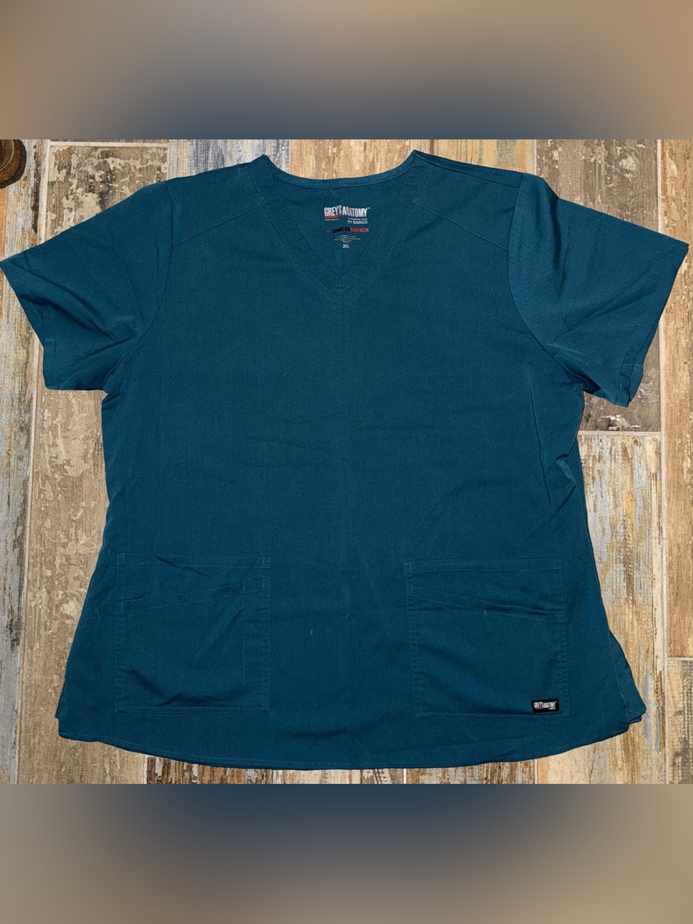 #0043 Women’s Grey’s Anatomy Emma V-Neck Scrub Top - Bahama Blue 2XL